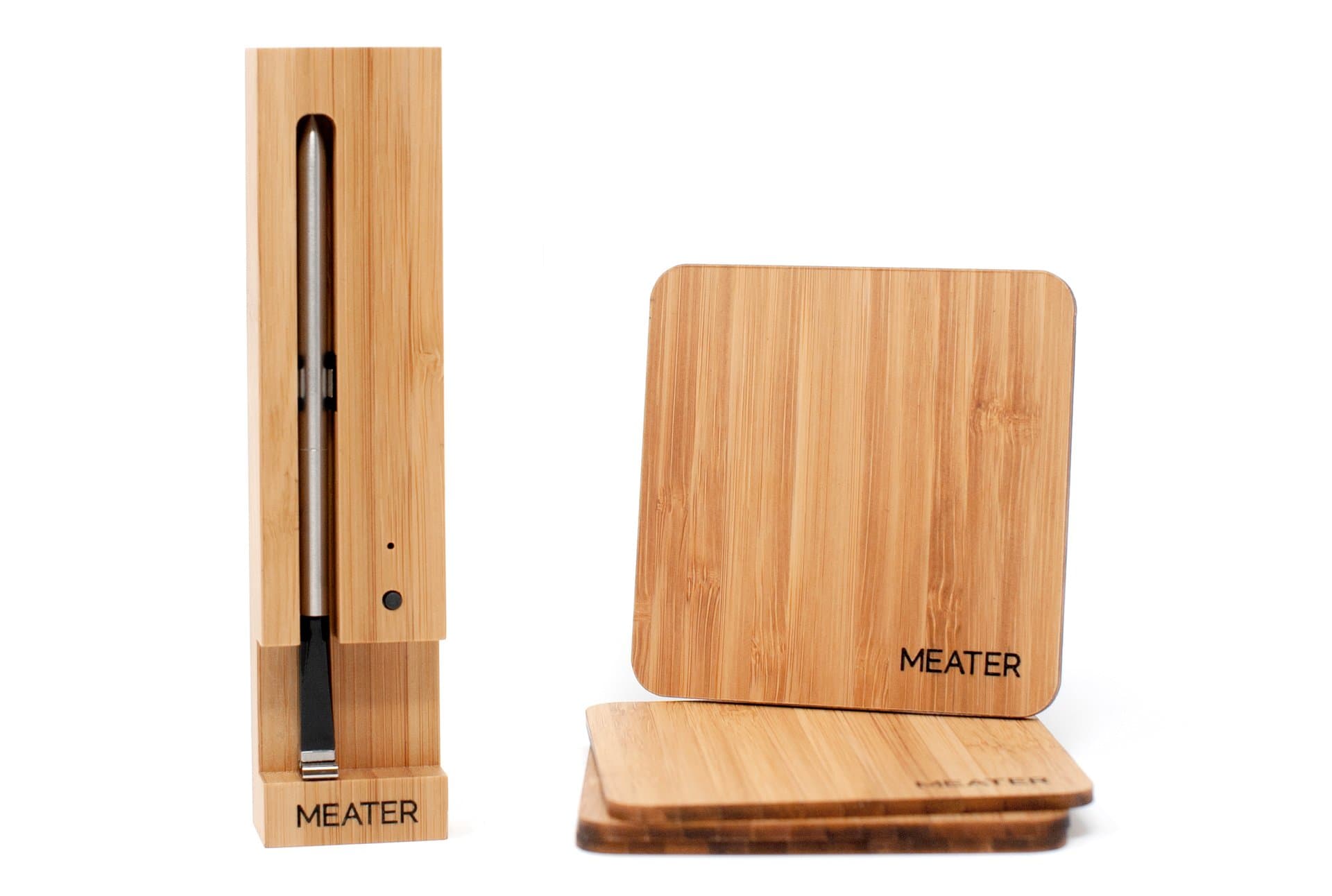 MEATER w/FREE Bamboo Coaster Set | The Original True Wireless Smart Meat Thermometer for the Oven Grill Kitchen BBQ Smoker Rotisserie with Bluetooth and WiFi Digital Connectivity