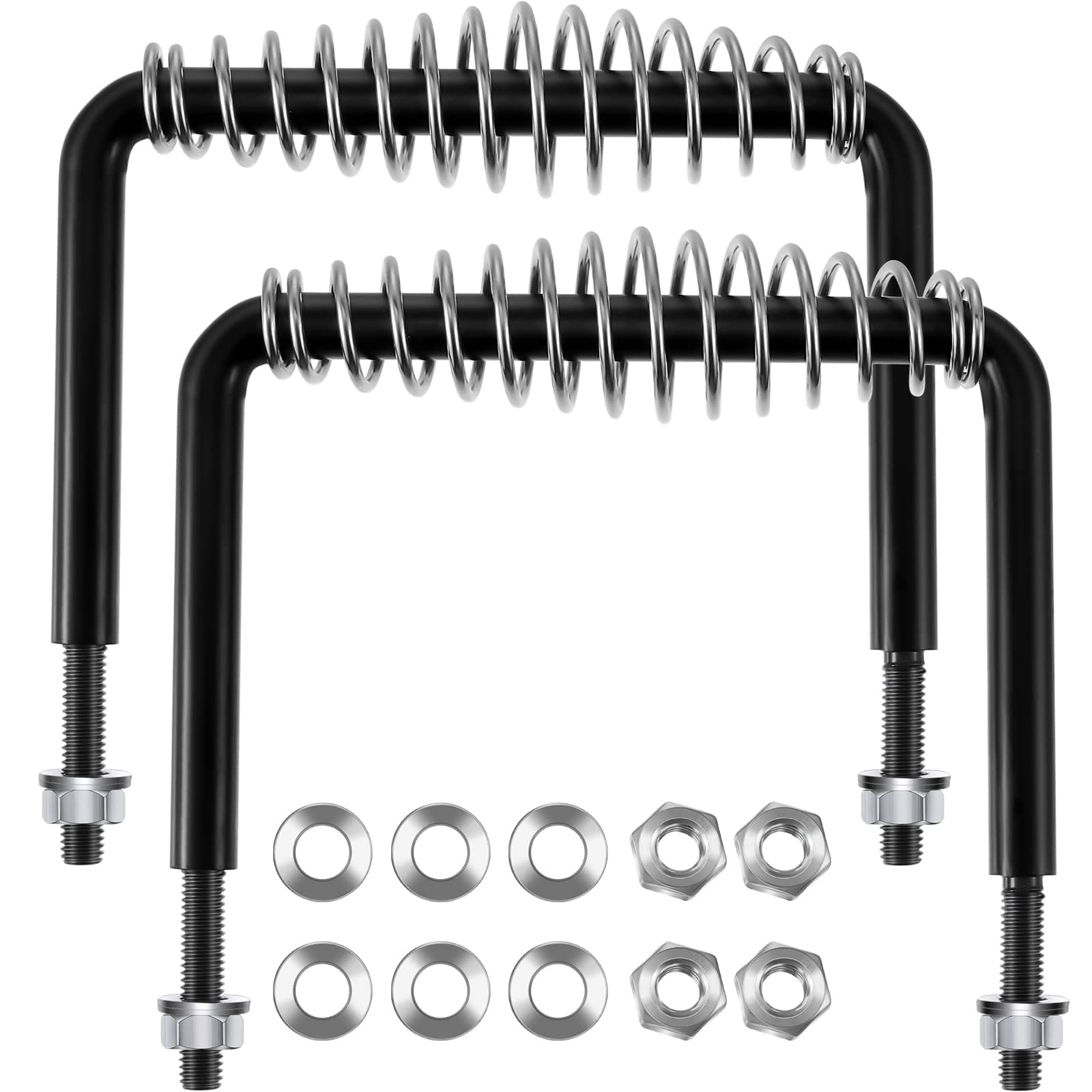 Dunzy 2 Pieces 6" Steel Spring Handle 5" Wide Overall with 1/2" Steel Rod for BBQ Pits Trailers Custom Metal Projects Wood Stove Handles Replacement Grill Barbecue Tool Sets(Black)