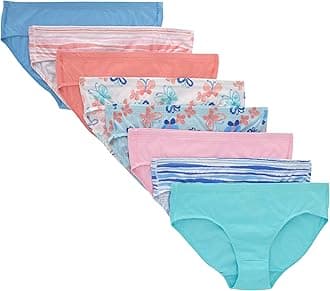 Hanes Girls' Organic Underwear, Brief & Hipster, Toddler & Girl Sizes, Pure Comfort Organic 100% Cotton Panties, 8-pack