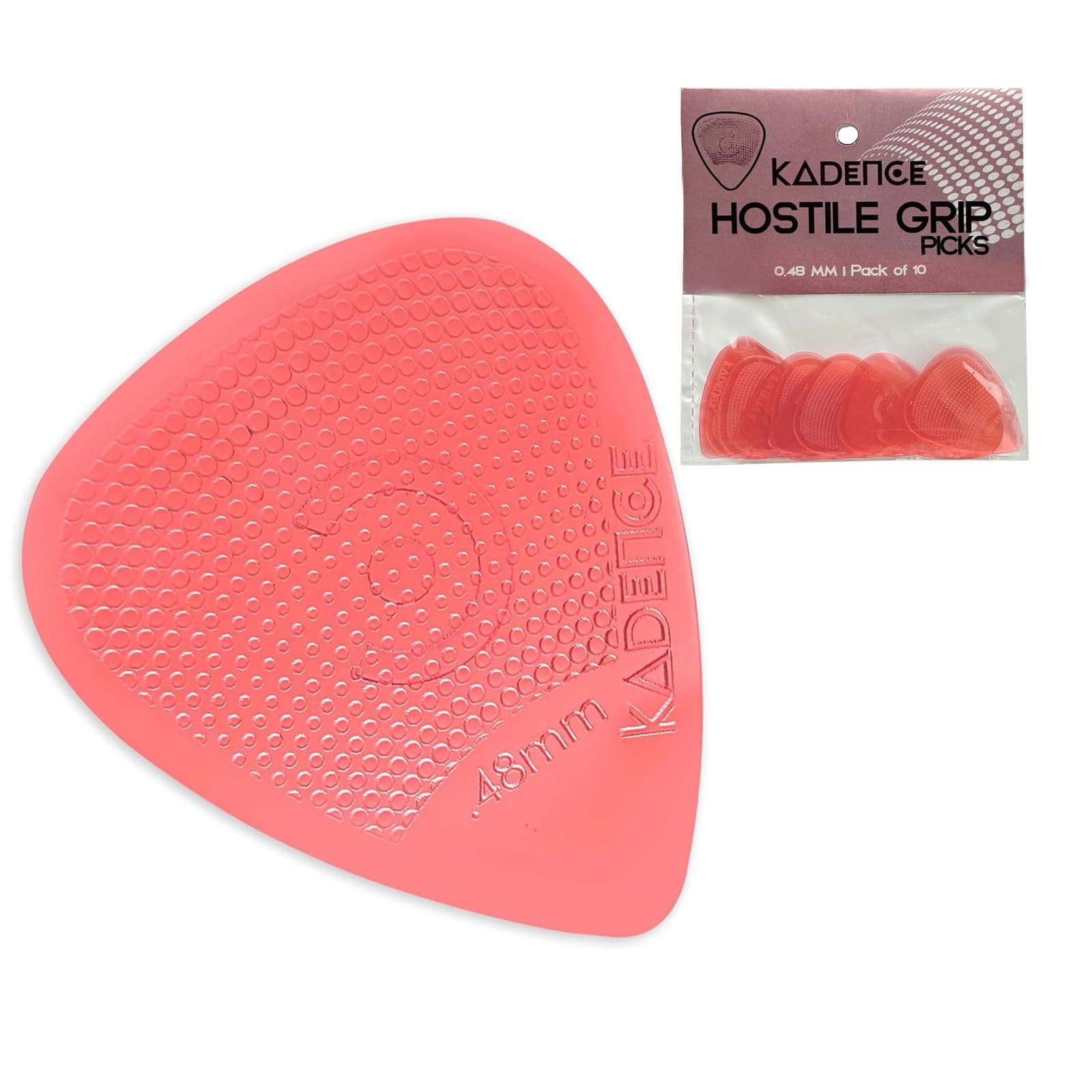 10 Guitar Picks Poly carbonate with Hostile Grip - Anti slip, Stronger 0.48mm- 10 Guitar Plectrums (Stop Dropping your Guitar Picks while Playing)