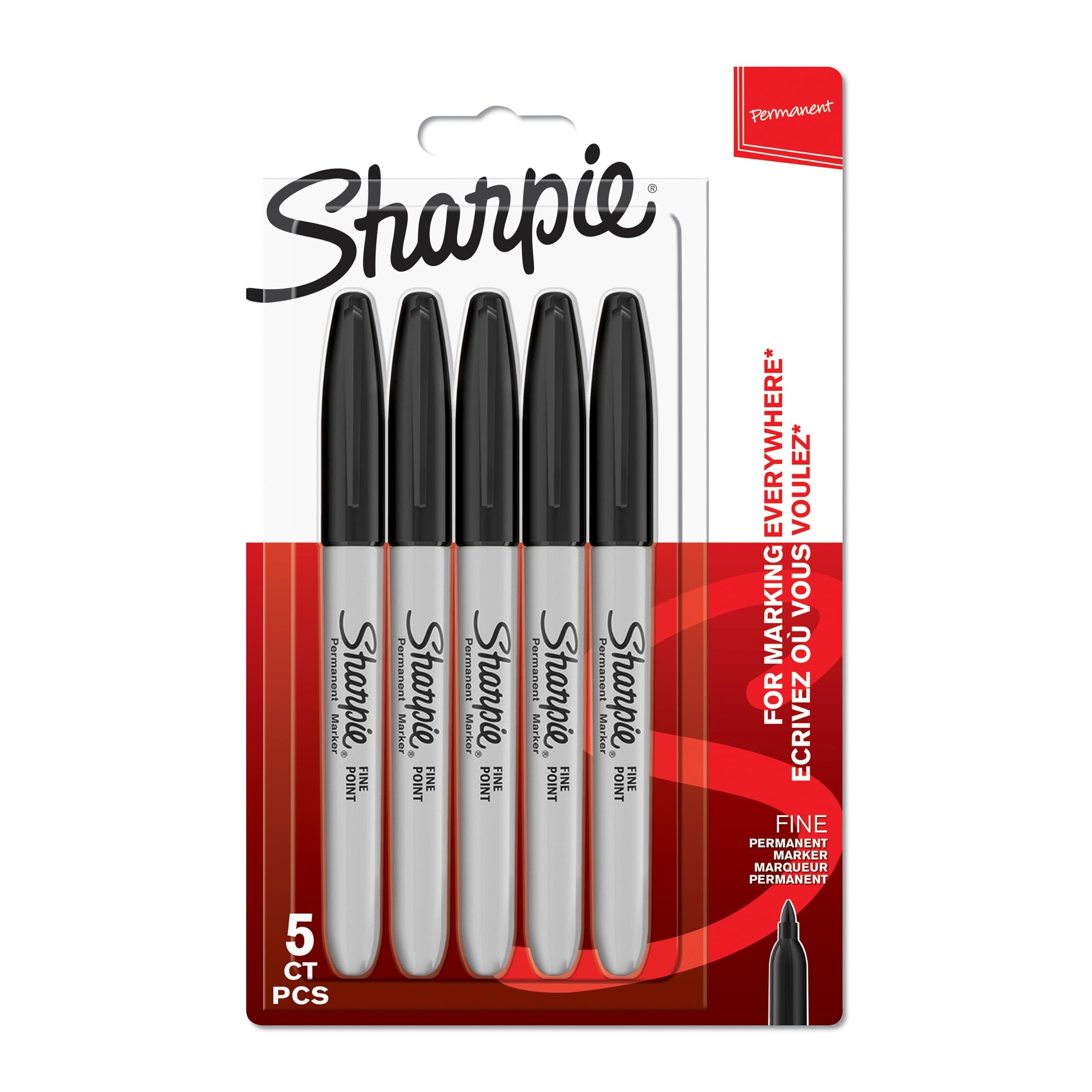 Sharpie Permanent Markers | Fine Point for Bold Details | Black Ink | 5 Marker Pens
