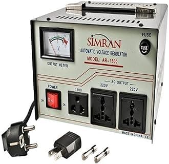 Simran AR-1500 Deluxe 110V to 220/240 Volt Voltage Regulator/Stabilizer with Built-in Step UP & Down Voltage Converter Transformer, 1500 Watt