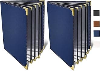 Premium Leather Restaurant Menu Covers 8.5x11 Inch (Set of 2), 4 Page 8 View, Elegant Durable Menu Holder for Upscale Dining, Restaurants, Hotels & Events
