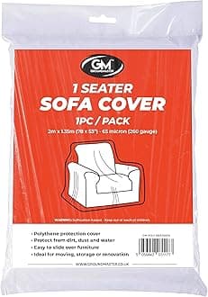 Polythene Plastic Sofa Chair Cover - Armchair Cover - Protective Dust Sheet for Storage - Furniture Protector for Moving, DIY and Decorating