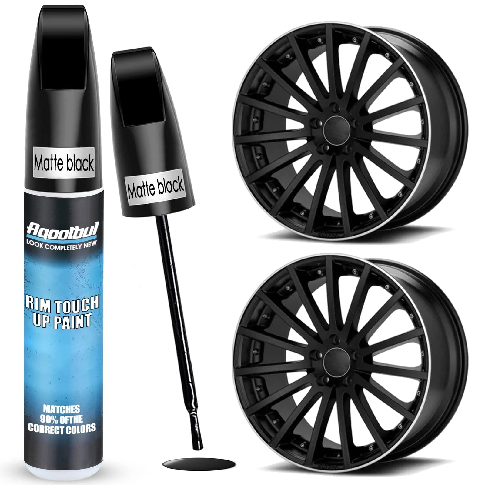 Matte Black Rim Touch Up Paint - Car Wheel Repair Kit Curb Rash, Gloss or Matte Black Rim Touch Up Paint, Quick And Easy Wheel Scratch Repair Kit, Wheel Repair Kit Curb Rash (Matte Black)