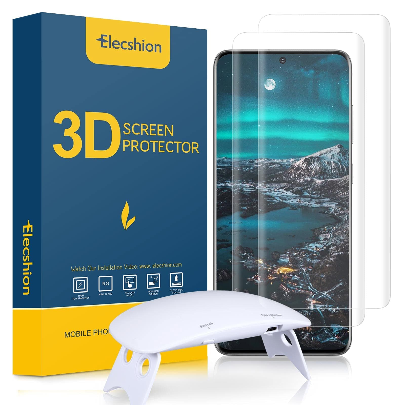 (2 Pack) (UV Gel 2021 NEWLY Upgrated Application) Tempered Glass Screen Protector for Samsung Galaxy S21 Ultra 5G 6.8 Inch, (Fully Compatible with UltraSonic Fingerprint Scanner)