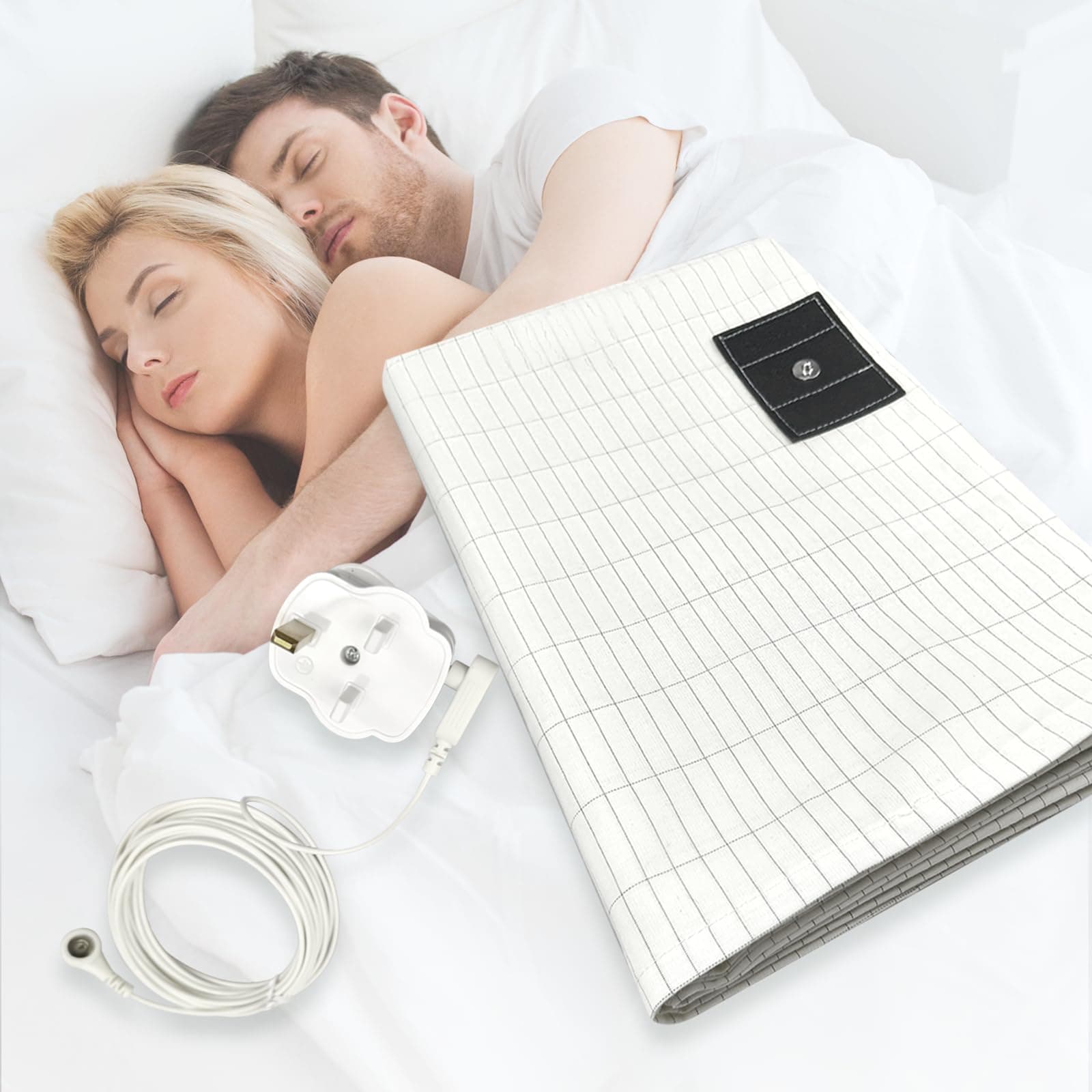 Grounding Bed Sheet, Grounding Mat Earthing UK, Grounding Mat with 10% Silver Fiber & 90% Organic Cotton, Natural Wellness and Healthy Earth Energy Mat (Queen-153×203cm)