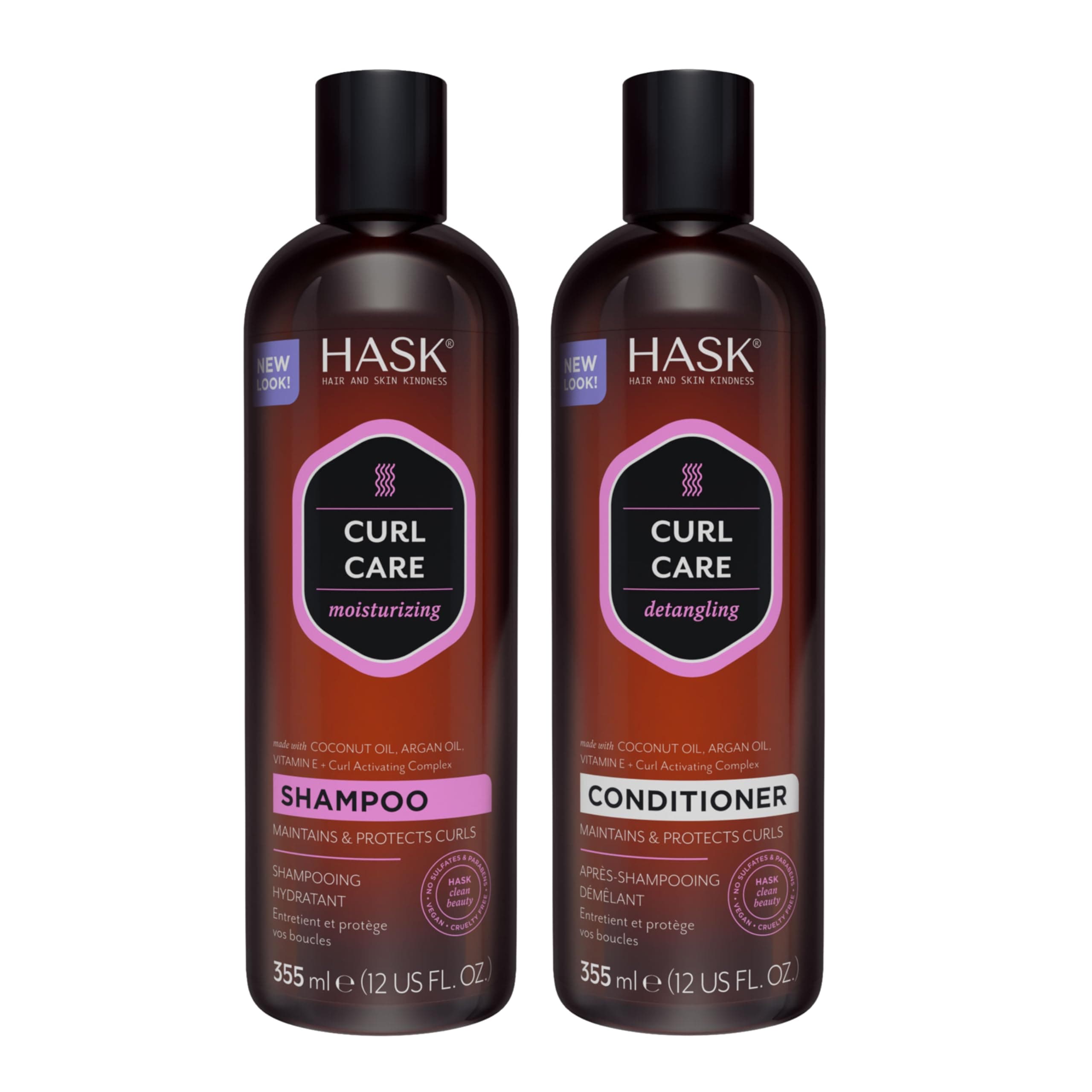 Curl Care Moisturizing Shampoo + Detangling Conditioner - 355Ml*2 | For Curly, Frizzy Hair Type | Free Of Sufates & Paraben