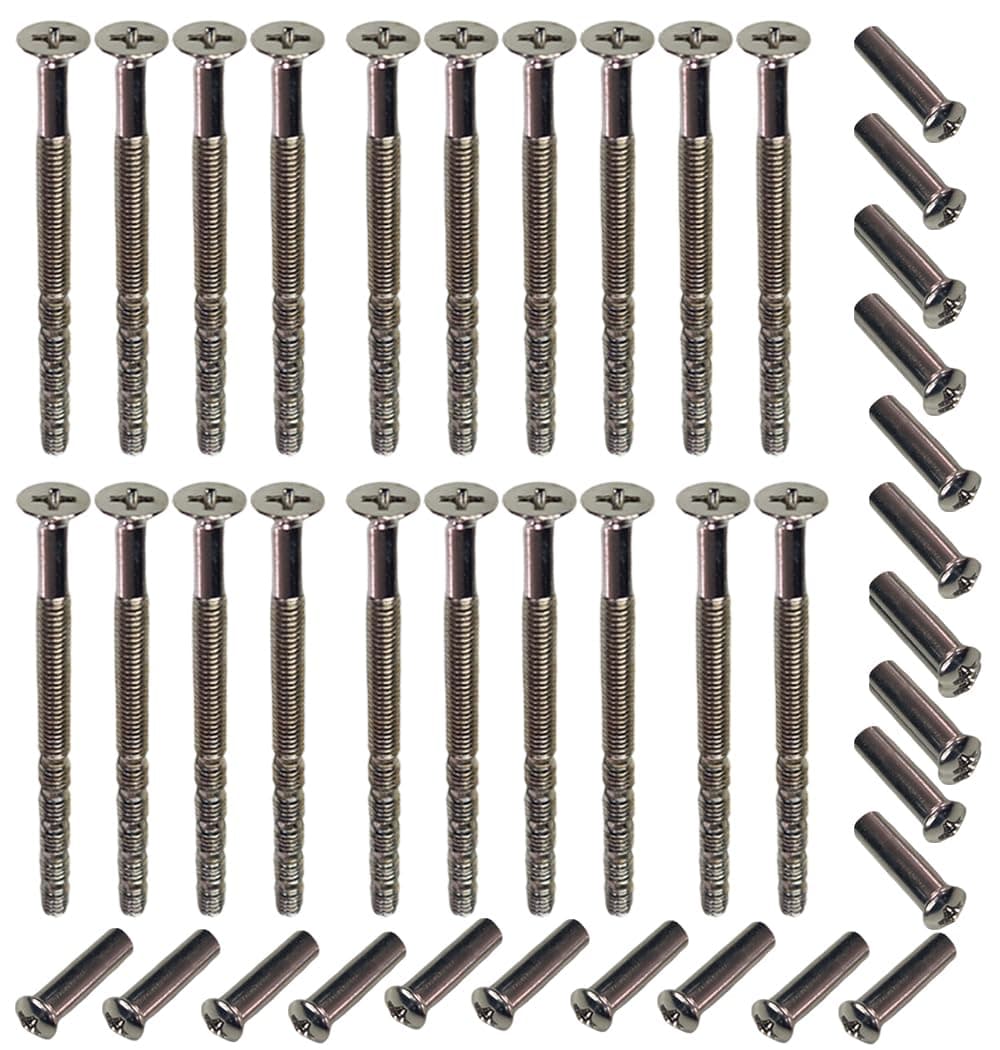 20 PACK M4 Door Handle Screws CHROME with Bolt Connecting Sleeve Male to Female for Door Handle, Knobs Escutcheons and Others