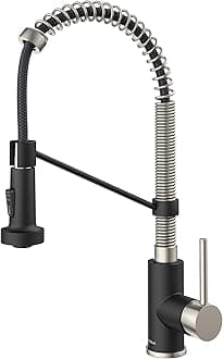 Bolden Commercial Style 2-Function Single Handle Pull Down Kitchen Faucet in Stainless Steel/Matte Black, KPF-1610SSMB (Pack of 1)