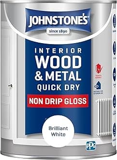 Johnstone's - Wood & Metal Paint - Gloss Finish - Brilliant White - 1.25l - Water Based - Non Drip & Quick Drying - Radiator Paint - Low Odour (Packing may vary)