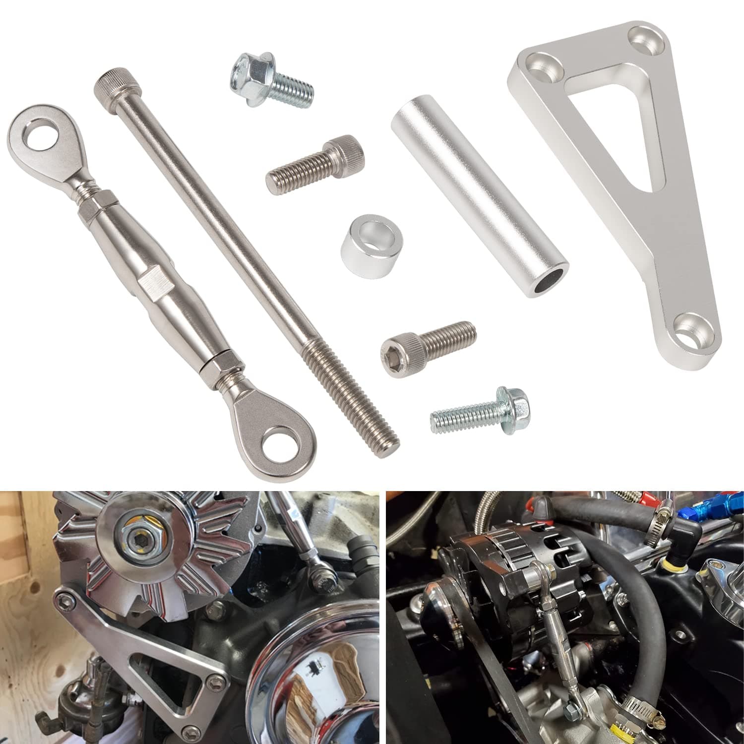 Alternator Bracket Adjustable Kit for Chevy SBC 305 327 350 383 5.0L 5.7L V8 Eight Cylinder Long Water Pump