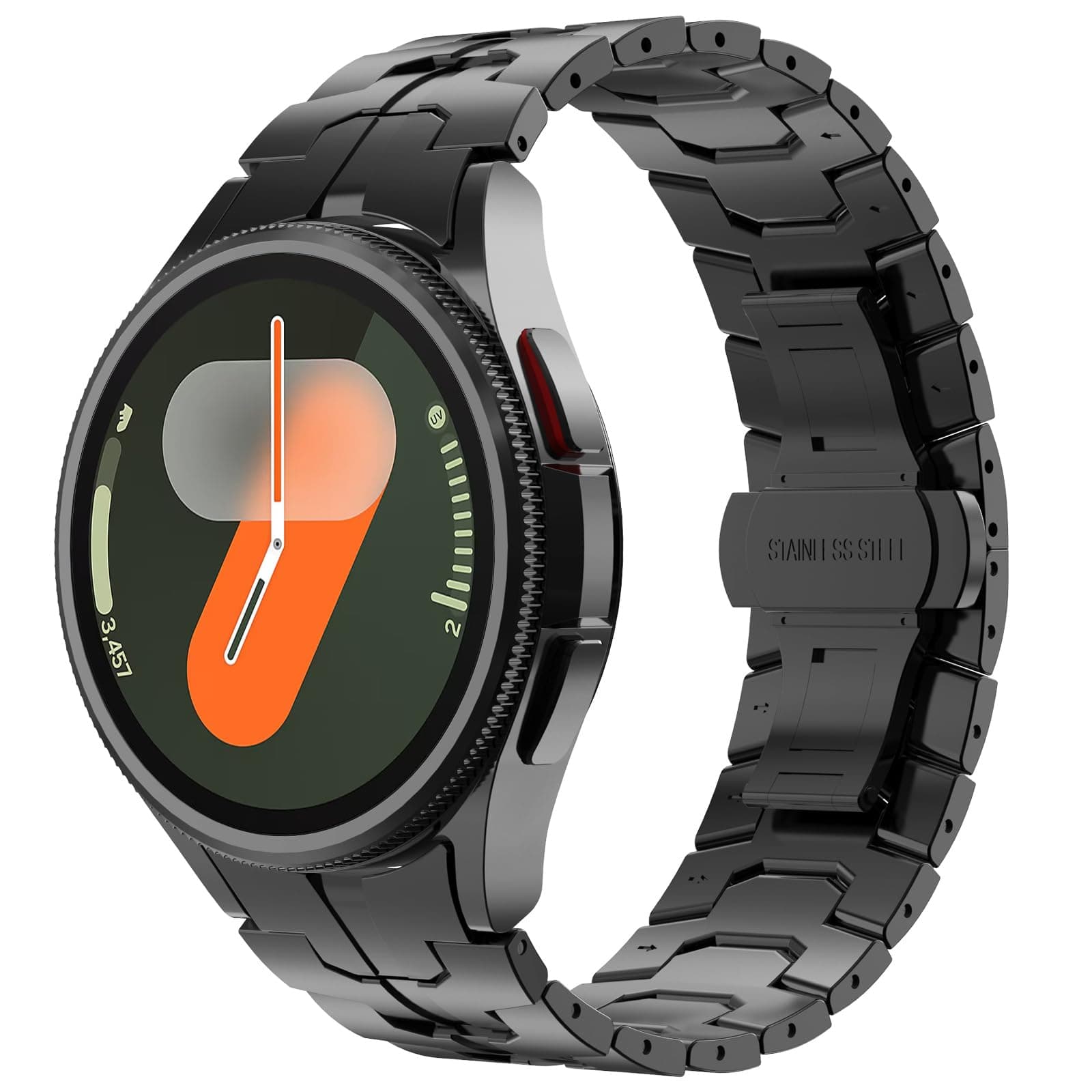 Compatible with Samsung Galaxy Watch 7 6 5 4 FE 40mm 44mm Band for Men, Stainless Steel with Folding Clasp No Gap Galaxy Watch 6 Classic 5 Pro 4 Classic Band 47mm 45mm 42mm 46mm, Black