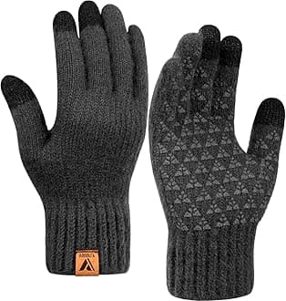 Vgogfly Winter Knit Gloves Warm Full Fingers Men Women with Upgraded Touch Screen - Anti-Slip Glove Fleece Lined