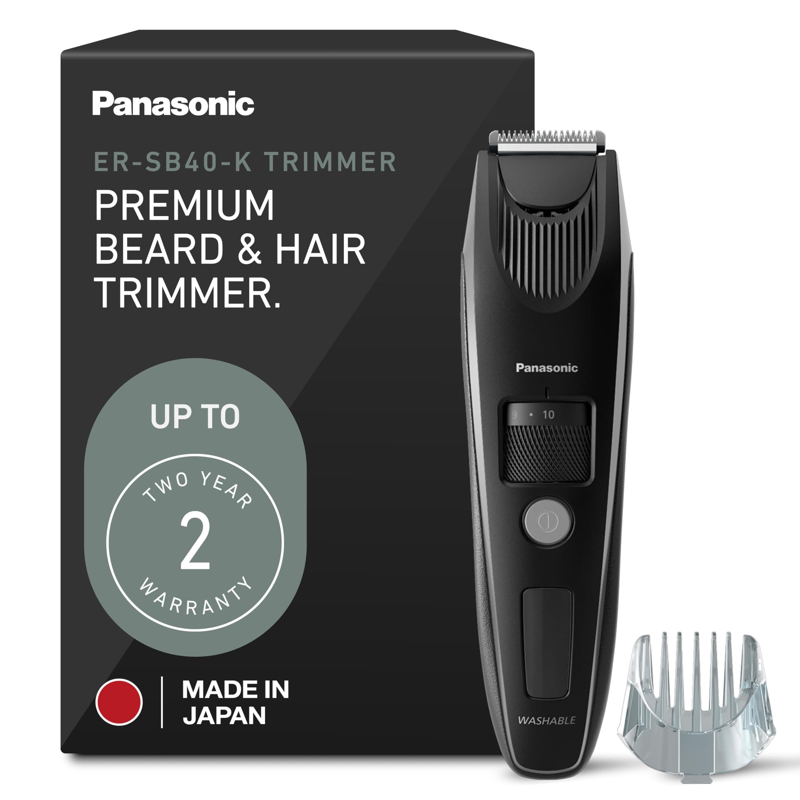 Beard Trimmer for Men Cordless Precision Power, Hair Clipper with Comb Attachment and 19 Adjustable Settings, Washable, ER-SB40-K, 0.5-10mm lengths, 1 Pack