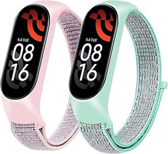 Ainiv Watchband Compatible with Xiaomi Mi Band 5/ Xiaomi Mi Band 6, Xiaomi Watchband Knitted Nylon/Silicone Watch Strap, Adjustable Woven Stretchy Replacement Straps for Women/Men