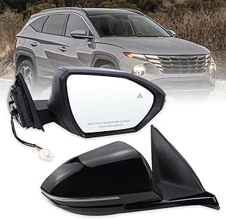 Right Passenger Side Door Mirror Compatible With 2022 2023 2024 2025 Hyundai Tucson With Power Glass Manual Folding Turn Signal Heated Blind Spot Black Replace#HY1321328 (8 Pins)