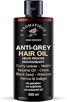 Aromatique Anti Grey Hair Oil for Premature Grey Hair | Ayurvedic Herbal Oil for White & Grey Hair | Natural Oil with Amla, Indigo & Coconut | Nourishing Hair Oil for Men & Women | 200ml