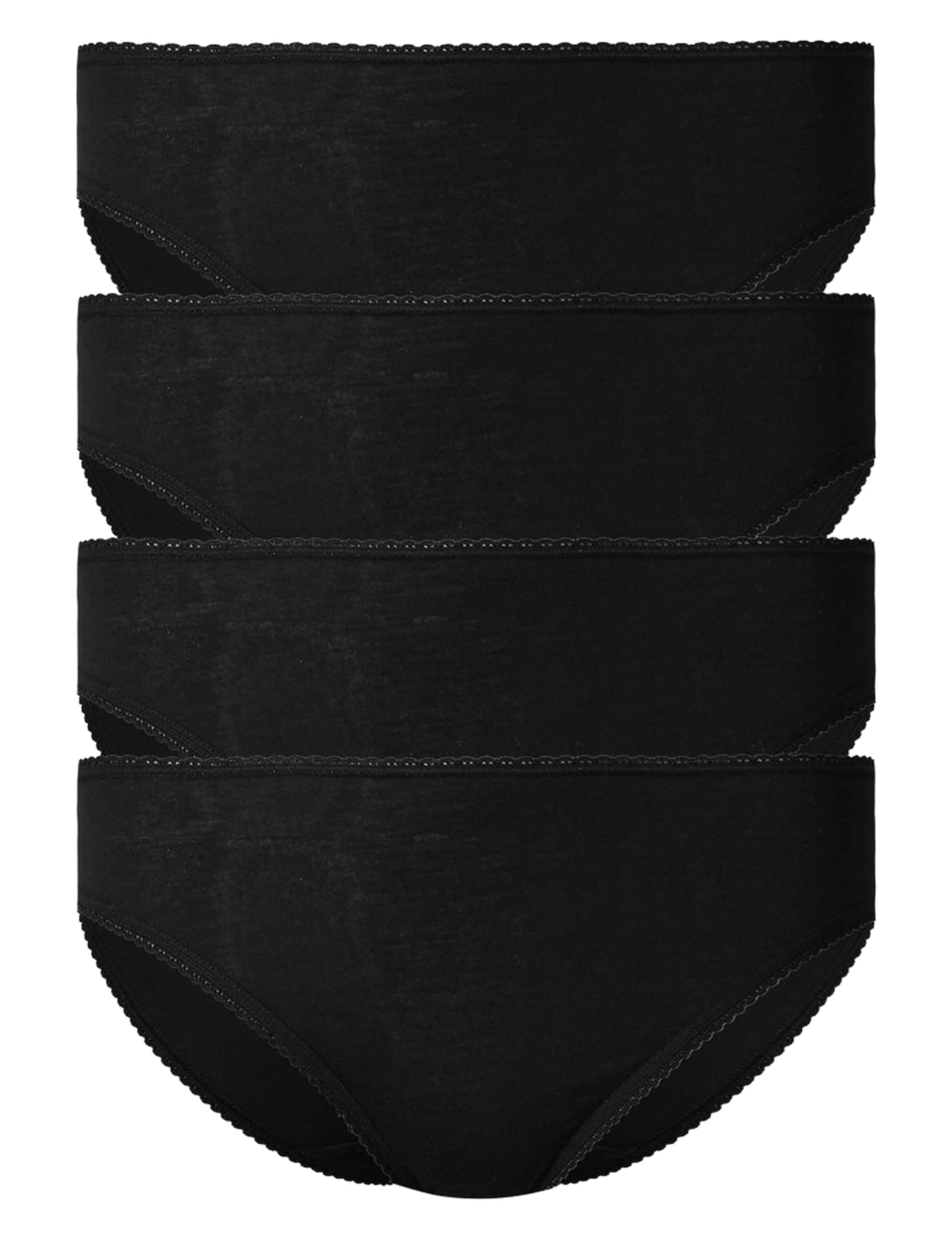 Women's 4 Pack Pure Cotton High Leg Knickers, Black