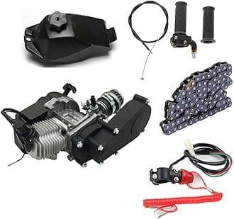 49cc 50cc Single Cylinder Engine Motor, 2-Stroke Engine with Air-Cooled & Chain-T8F, Pull Start Engine Motor Gear Box Chain Kit for Pocket Bike/Mini Dirt Bike/ATV/Scooter