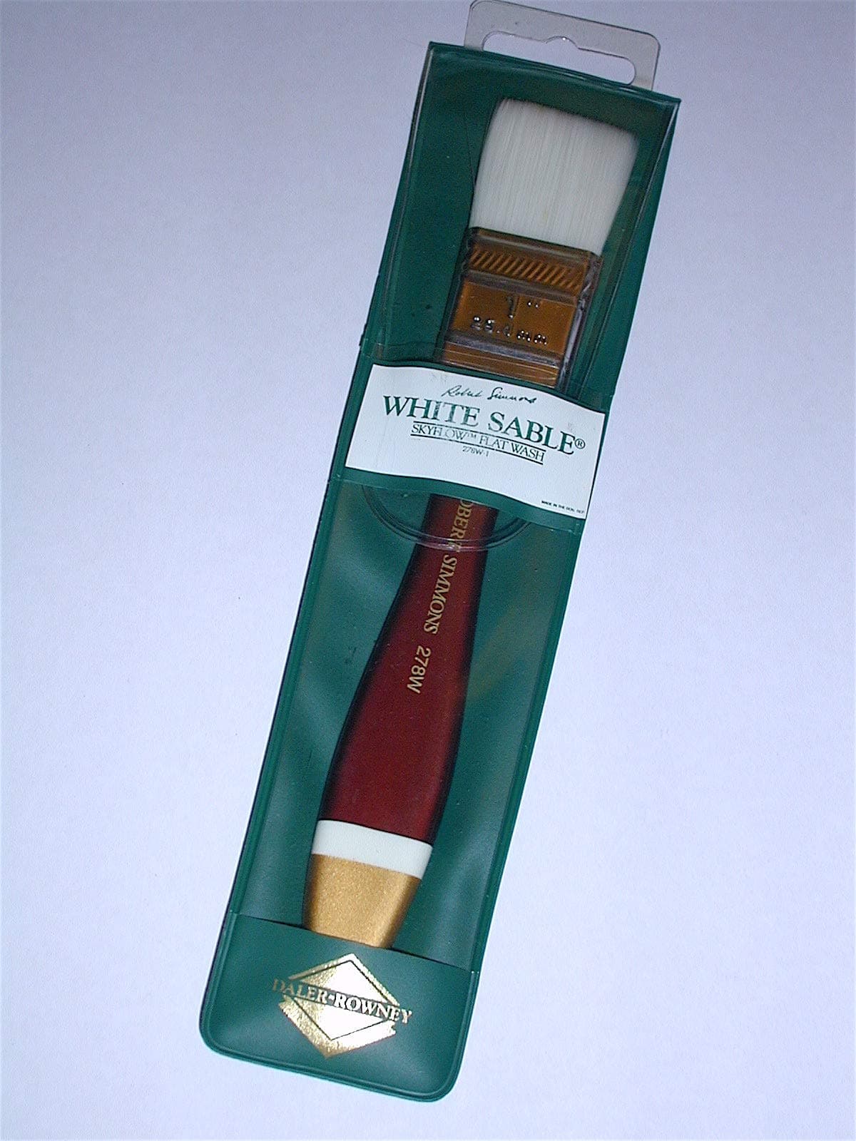 Robert Simmons by Daler-Rowney White Sable Brush, 278W Skyflow Flat Wash with Short Handle, 1 inch (220278100)