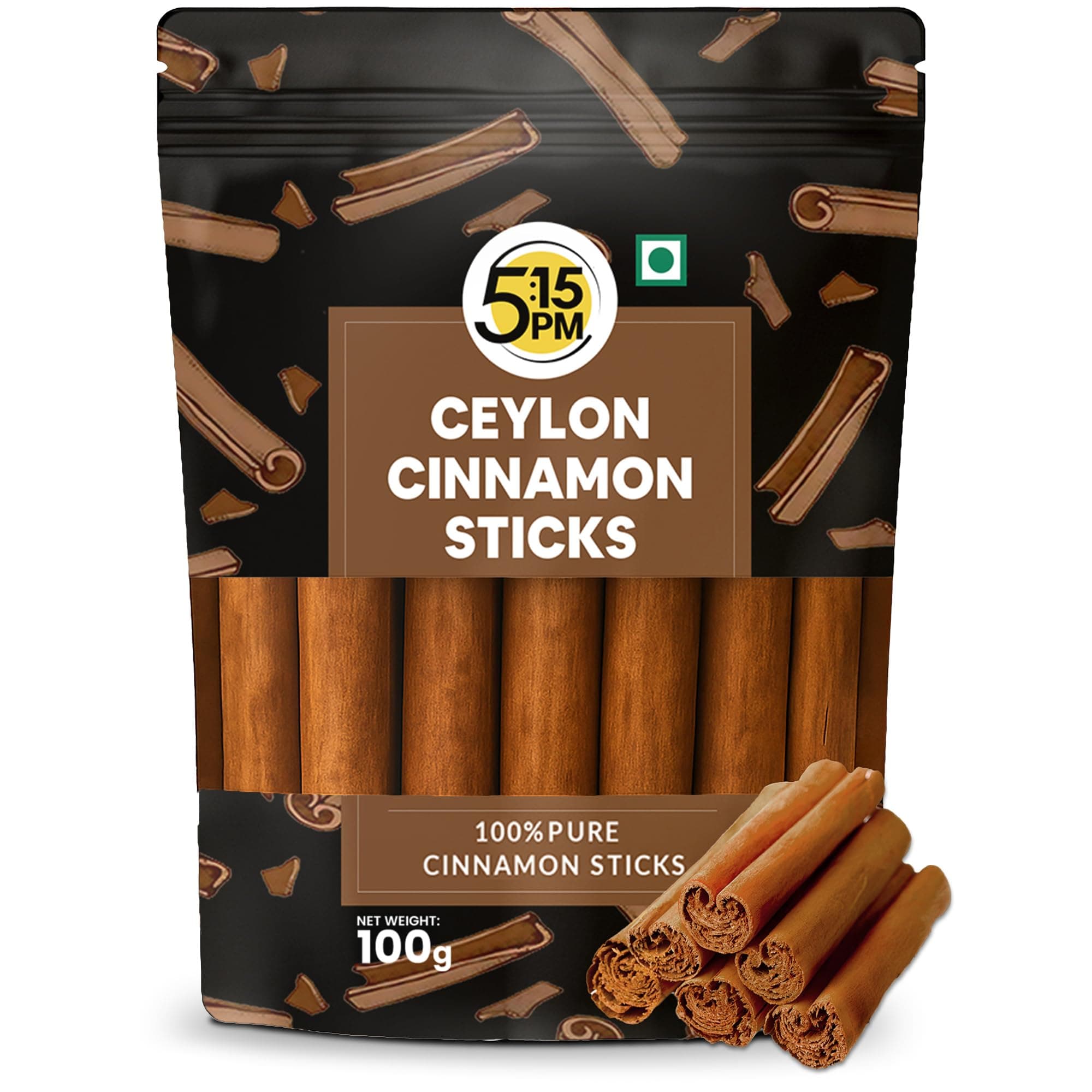 5:15PM Ceylon Cinnamon Sticks Original 100gm | SriLankan Dalchini Cinnamon Stick | World's Finest Ceylon Dalchini Quills | Genuine Source Certified
