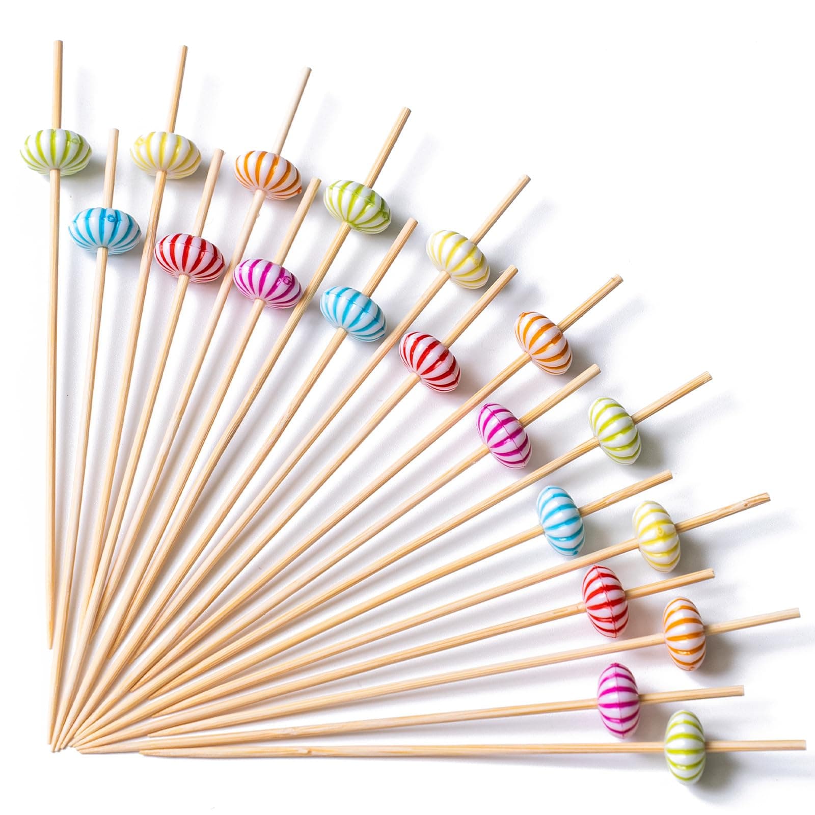 PuTwo Cocktail Picks Handmade Bamboo Toothpicks 100ct 4.7" Multicolor Pumkin