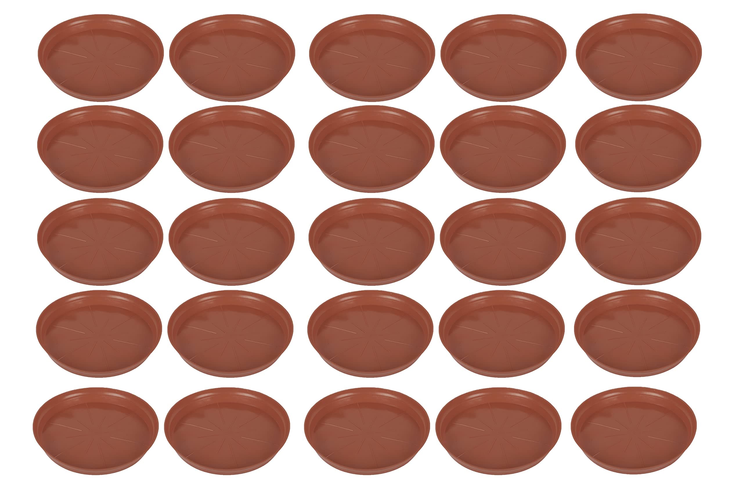 GARDENS NEED 110031 Plastic Drip Tray Set 5" (6-Number, Brown, 25-Pieces)
