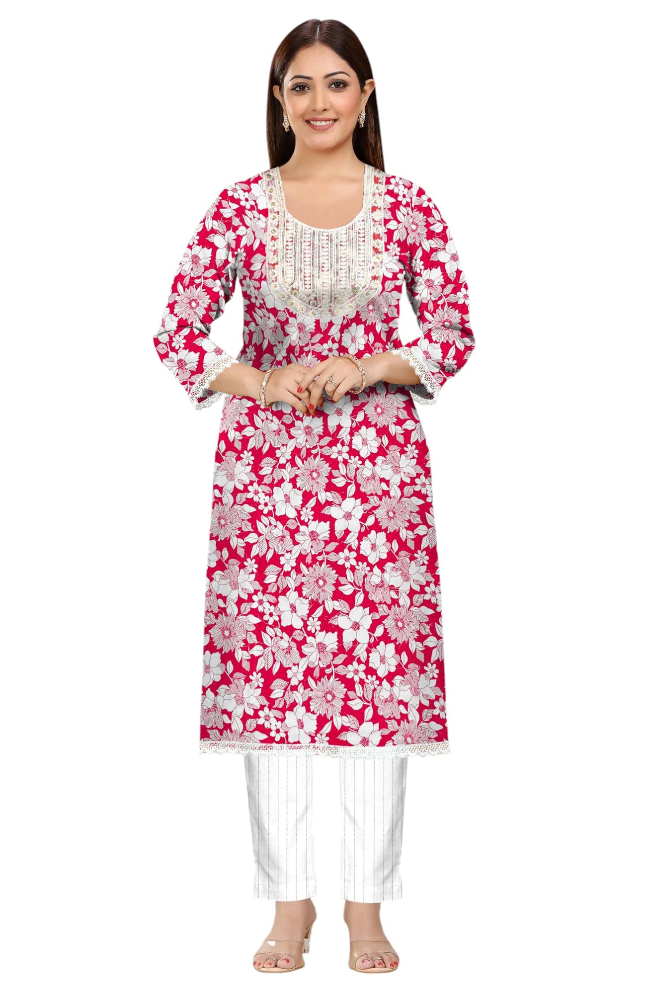 Al Hind Handloom Pink Printed Kurti