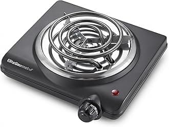Elite Gourmet ESB100B Countertop Single Coiled Burner Electric Hot Plate, Temperature Control, Indicator Light, Easy to Clean, Black