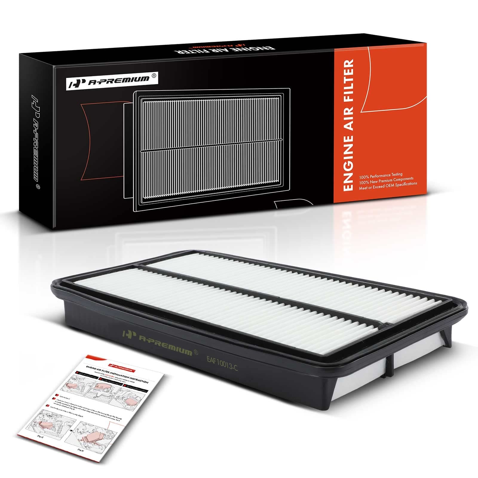 A-Premium Engine Air Filter Compatible with Acura & Honda Models - MDX 2007-2009, Odyssey 2005-2010, Pilot 2009-2015 - V6 Engine - Rigid Panel - Replace# 17220RGLA00, 17220RD5A00