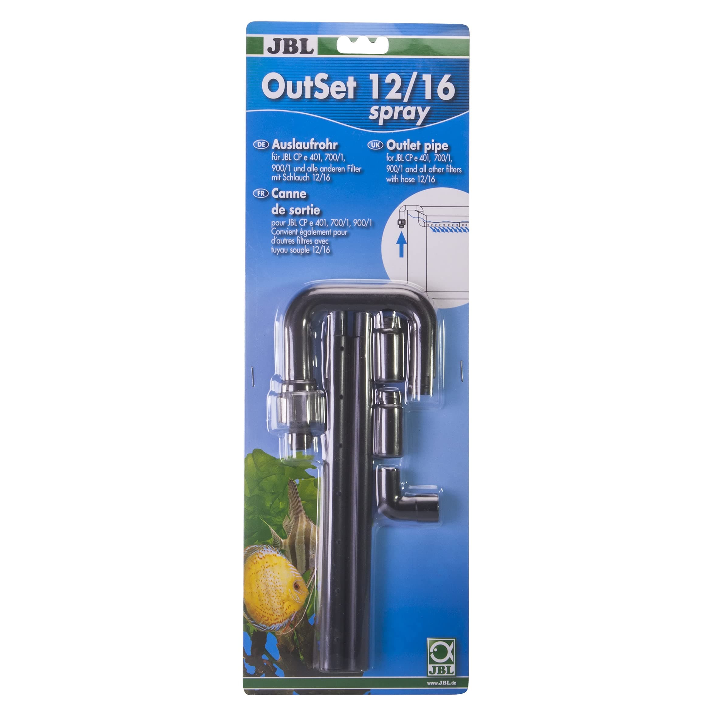 OutSet spray 12/16 CristalProfi e4/7/901,2, Water outlet set with 2-part spray bar for aquariums