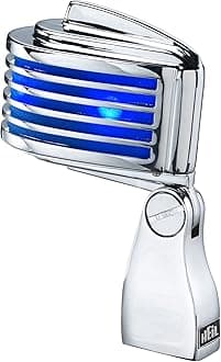 Heil The Fin Dynamic Microphone for Live Sound Applications and Video Podcasting, XLR Microphone with Vintage Appeal, Wide Frequency Response, and Superior Rear Noise Rejection - Chrome/Blue