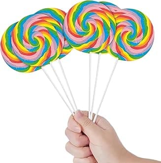 Fun Express Big Rainbow Lollipops For Kids, 6 Count