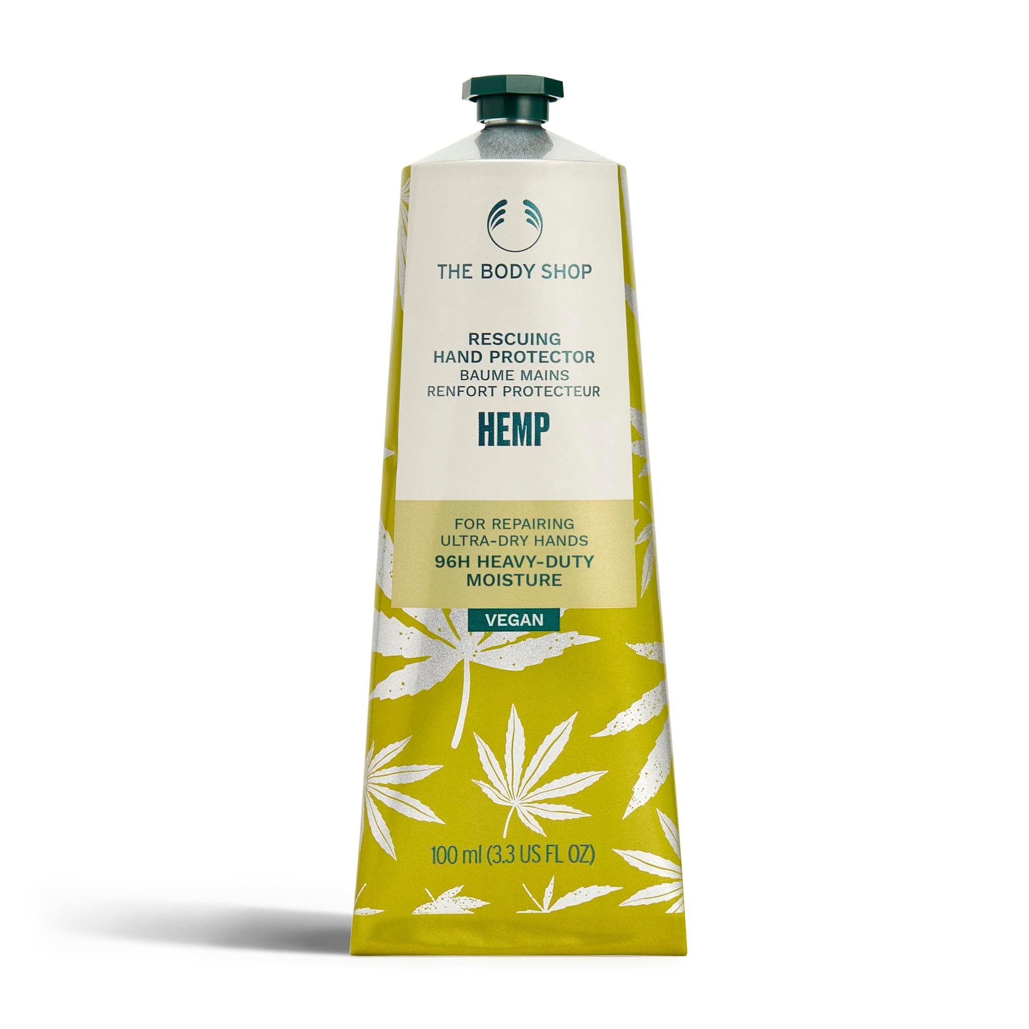 The Body Shop Hemp Hand Protector (1x 100ml), Heavy-Duty Hand Cream for Ultra-Dry Skin, 96H Intense Moisture, With Hemp Seed Oil, Non-Greasy Formula, Hand Balm to Repair Dry Skin