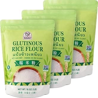 Glutinous Rice Flour 48 Ounce (Basic), 1 Pound (Pack of 3), Rice Flour for Baking or Cooking, Product of THAILAND, All Natural White Rice Flour, Vegan