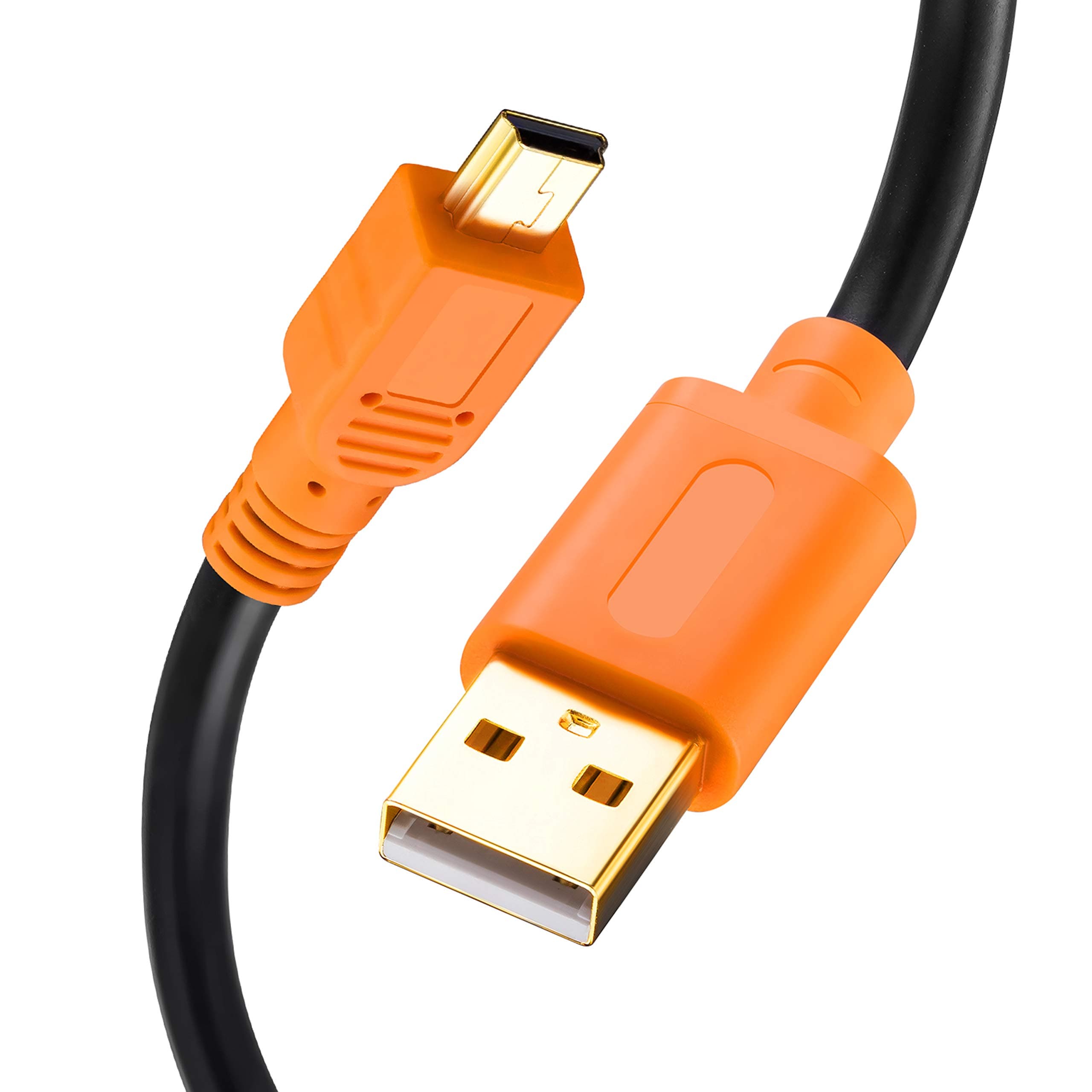 Mini USB Cable 10Ft, USB 2.0 Type A to Mini B Cable Male Cord for GoPro Hero 3+, Hero HD, Cell Phones, MP3 Players, Digital Cameras etc (10Ft/3M, Orange)