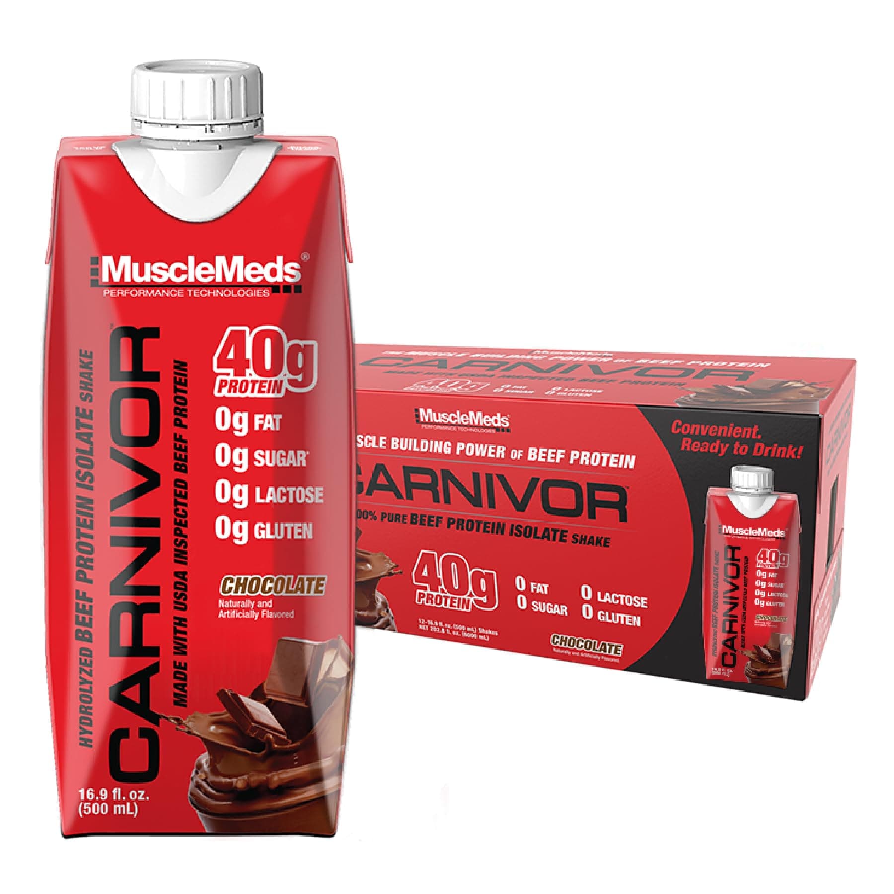 Carnivor Ready to Drink Protein, Chocolate 16.9 Fl Oz (Pack of 12)