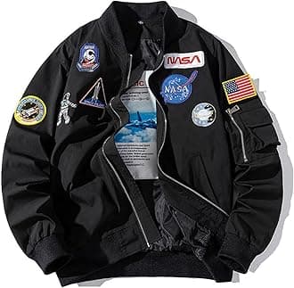 Casual jackets, Men Biker Bomber Jacket, NASA MA-1 Military Flight Jacket Light Air Force Moto Street Coat