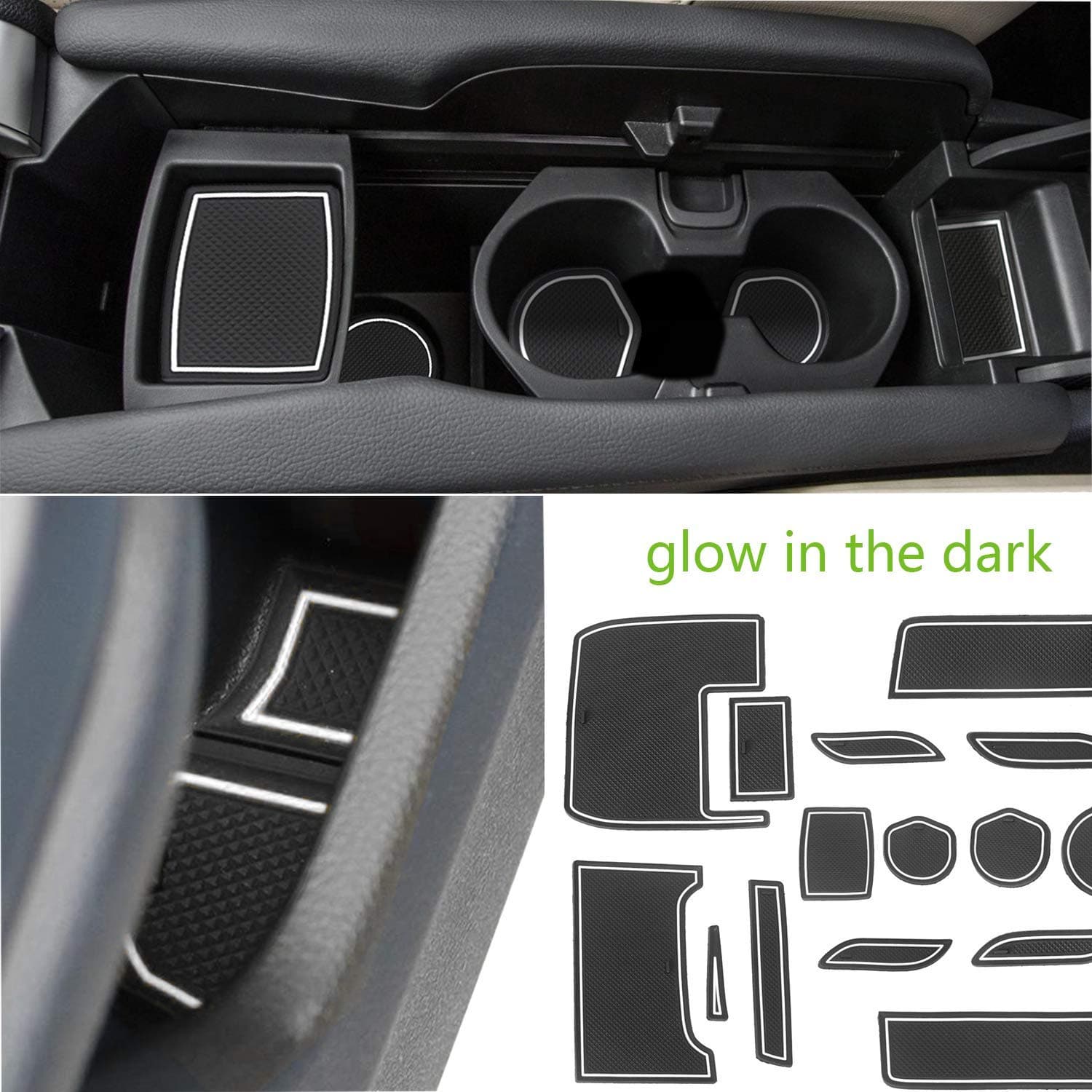 Marchfa Custom Fit Cup Accessories for Honda Civic 2017 2018, Cup Holders Door Liner Insert Anti-mats for 2016 Honda Civic Hatchback Full Kit 19 Pieces (White, for Civic Hatchback)