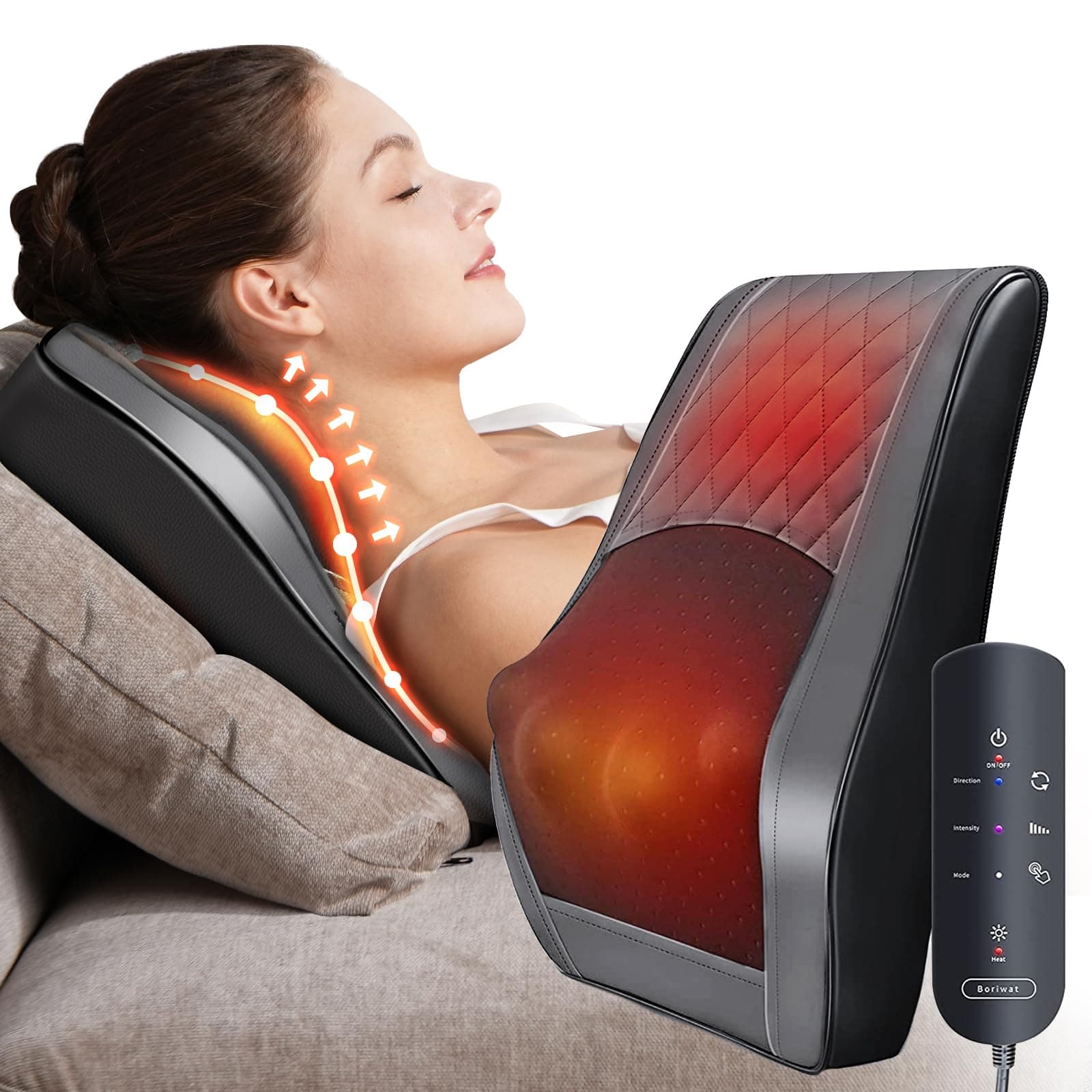 Back Massager, Heated Neck and Back Massager, 3D Massage Cushion for Relieving Back Pain, Neck, Shoulders, Legs, Gifts for Men