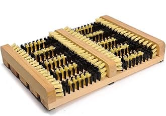 Wooden Boot Scraper Large Jack with Brush – Outdoor Shoe Cleaner – Garden Kitchen Patio Carpet Doormats – Removes All Dirt, Snow, Mud and Sand – Extra-Wide Boot Brush