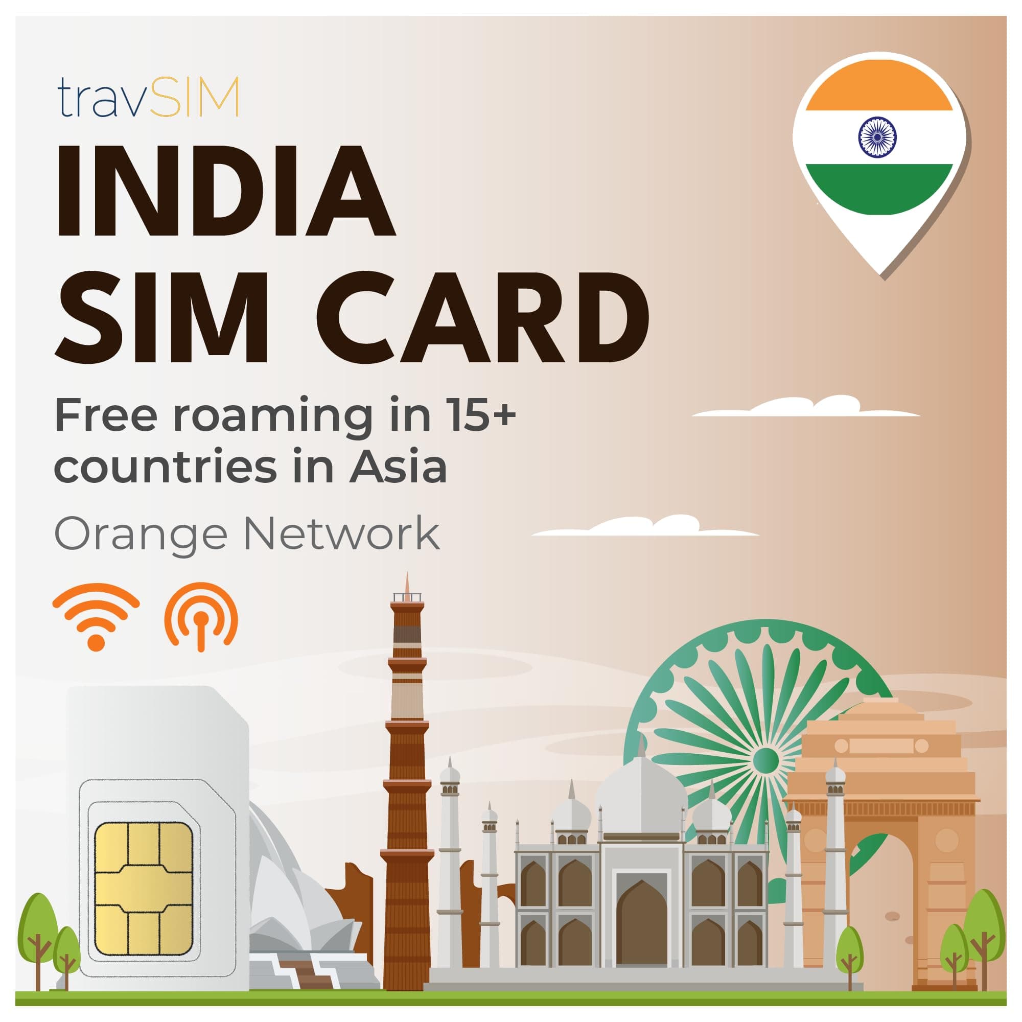 travSIM India SIM Card | 6GB Mobile Data | Free Roaming in Sri Lanka & 15+ Countries in Asia | The Plan on This India SIM Card is Valid for 10 Days.