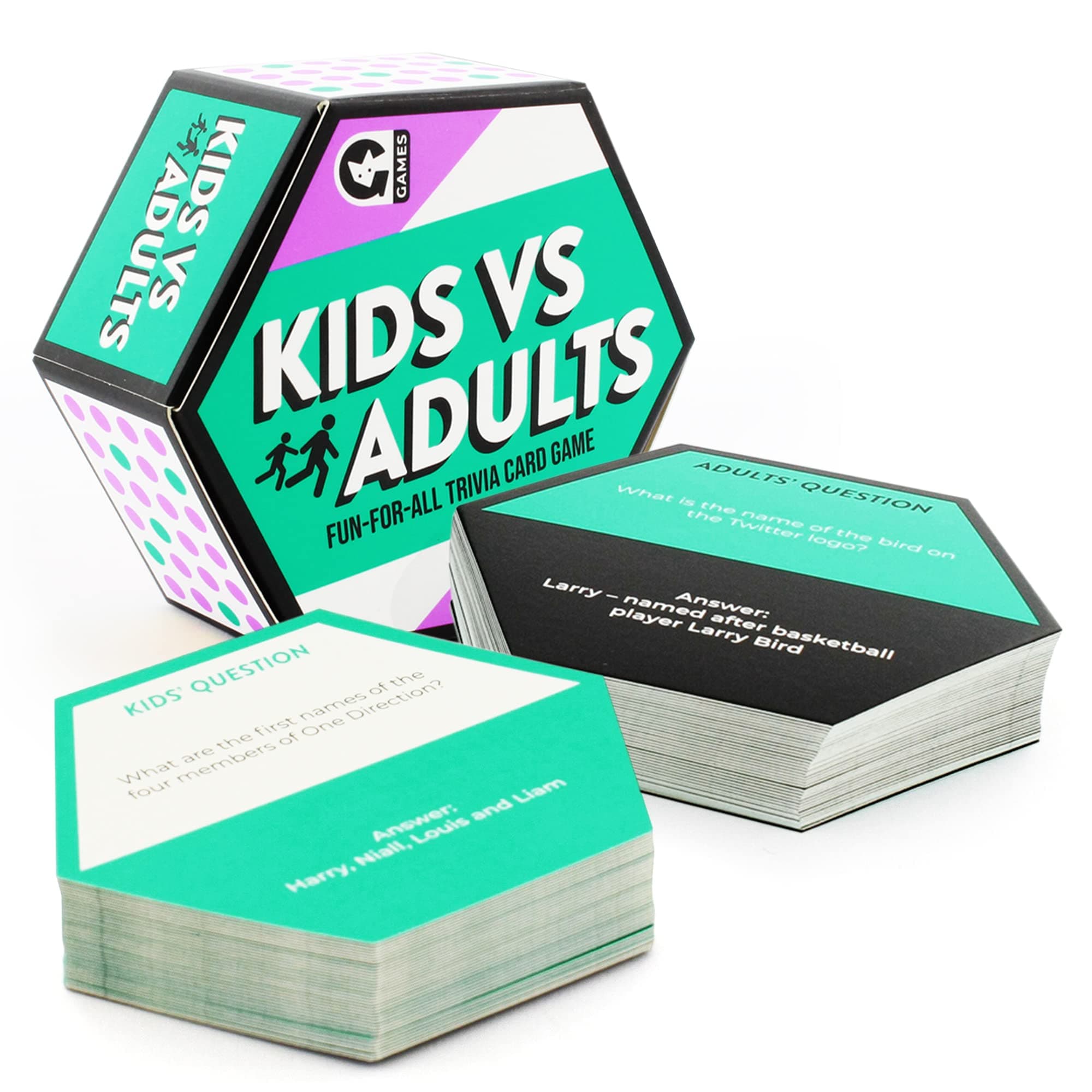 Ginger Fox Kids vs Adults Fun-for-All Trivia Card Game, Family Games for Ages 8+, Show Who s The Boss by Correctly Answering Trivia Cards, Fun Games for Family Game Night