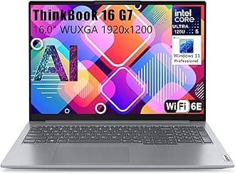 Lenovo Thinkbook 16 G7 Ultra 5 Premium Laptop Computer Intel 12-Core 16" FHD 64GB DDR5 RAM, 1TB PCIe SSD Thunderbolt 4 WiFi 6E RJ45 Win 11 Pro NPU AI Experience Copilot Business Laptop Vent-HEA