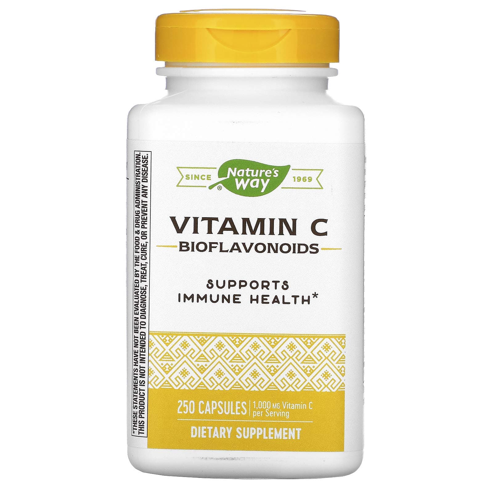Nature's Way Vitamin C with Bioflavonoids, Immune Support*, High Potency Vitamin C per 2-Capsule Serving, Promotes Collagen*, 1,000 mg per 2-Capsule Serving, 250 Capsules (Packaging May Vary)