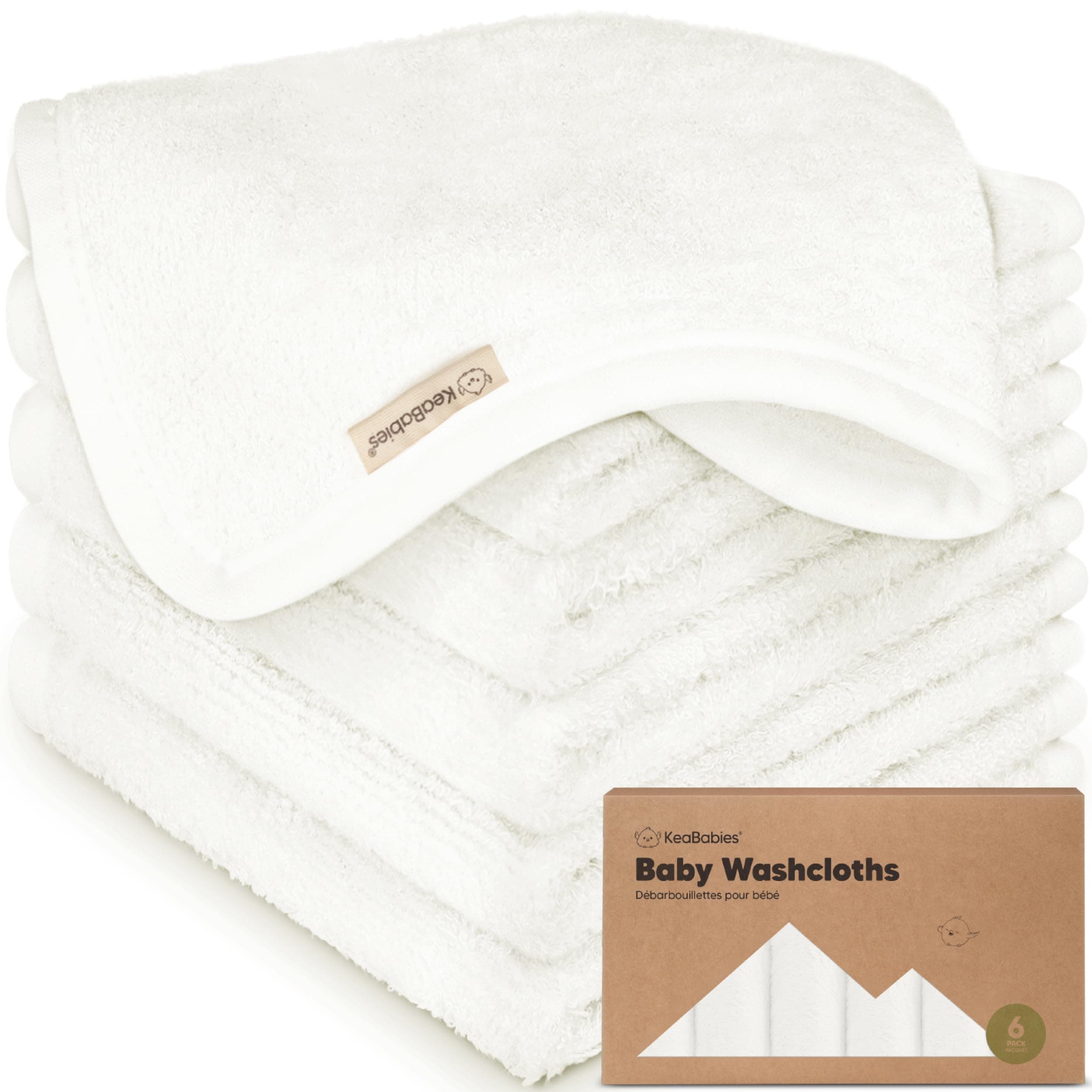 6-Pack Baby Bamboo Washcloths- Soft Absorbent Viscose from Bamboo