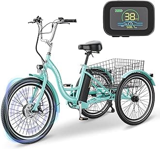 LILYPELLE Electric Tricycle for Adults, 350W 36V Electric Trike Motorized Three Wheel Electric Bicycle, 7 Speeds 3 Wheels 24" Adult Electric Tricycle with Large Basket