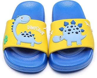 MEMON Toddler Little Kids Dinosaur Beach/Pool/Shower Slides/Anti-Skid Home Bath Slippers/Cute Summer Outdoor Shoes for Girls and Boys