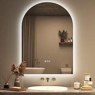 20x28 Inch Backlit Arched LED Mirror for Bathroom, Dimmable Lighted Vanity Mirror for Wall, Anti-Fog, 3 Colors, Memory, ETL Listed